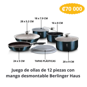 Juego de ollas con 12 piezas con mango desmontable Berlinger Haus